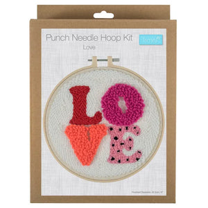 Punch Needle Kit: Yarn and Hoop: Love