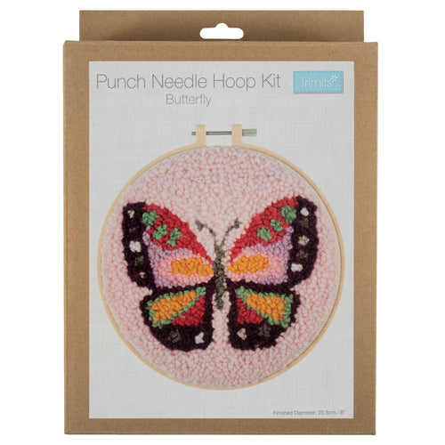 Punch Needle Kit: Yarn and Hoop: Butterfly