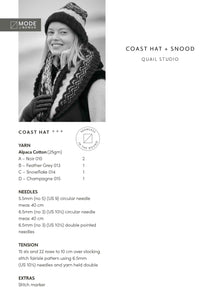 MODE at Rowan Coast Hat & Snood Pattern