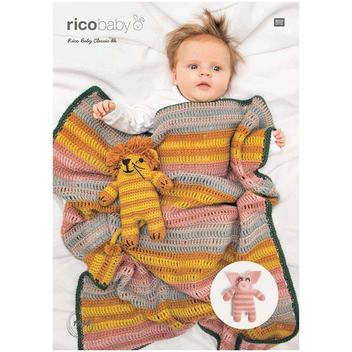 Crochet Blanket, Pig and Lion 1034 in Rico Baby Classic DK - Digital Download