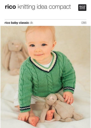 Cabled V Neck Sweater and Tank Top 086 in Rico Baby Classic DK - Digital Download