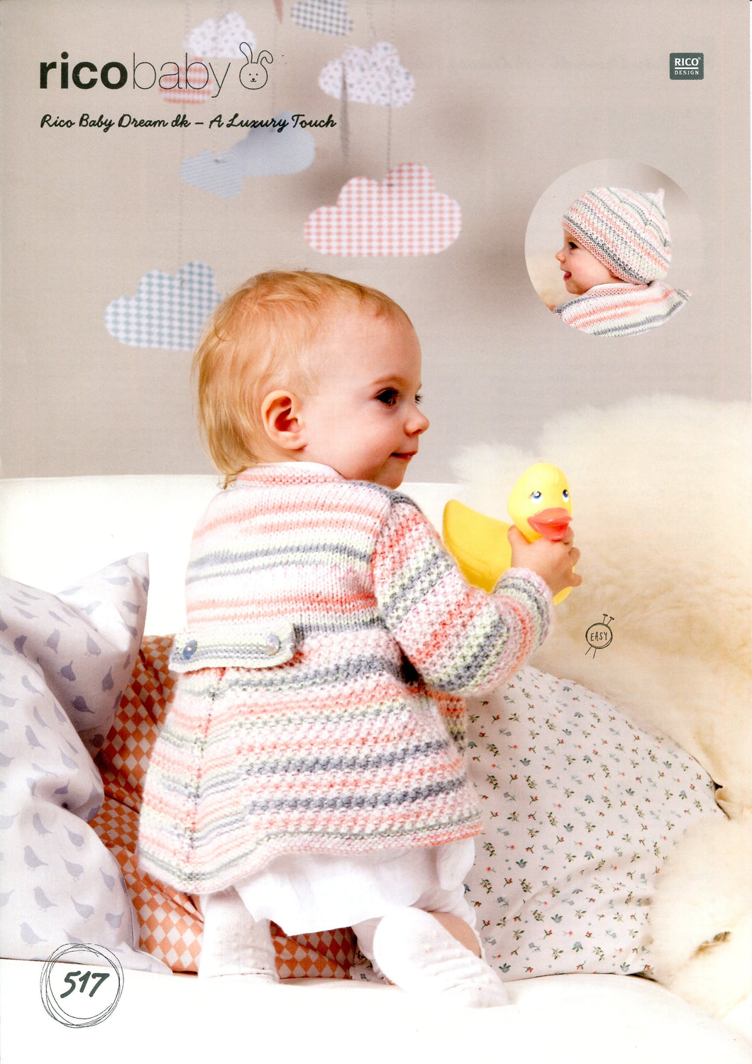 Coat and Beret 517 in Rico Baby Dream DK - Digital Download