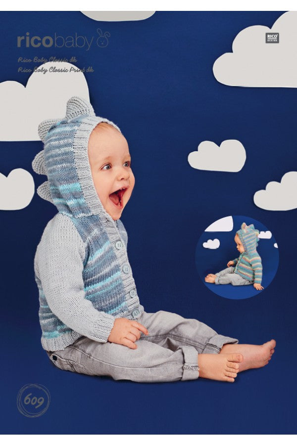 Dinosaur Hoodies 609 in Rico Baby Classic DK - Digital Download