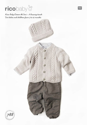 Cardigan and Hat 788 in Rico Baby Dream Uni DK - Digital Download