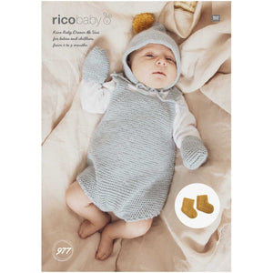 Romper, Hat, Socks and Gloves 977 in Baby Dream DK - Digital Download