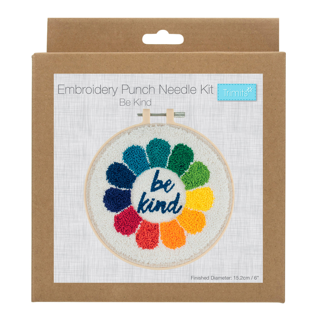 Punch Needle Kit: Yarn and Hoop: Be Kind