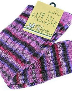 Grange Crafts Irish Country Collection Knitted Fair Isle Socks, Knee High, Size Large (UK 8-11)